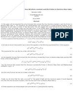 Unity Formula That Connect The Fine Structure Constant and The Proton To Electron Mass Ratio