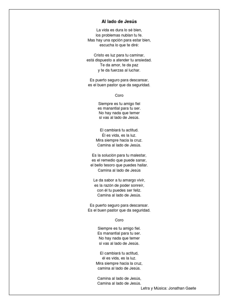 Camina al lado de Jesús - Letra | PDF
