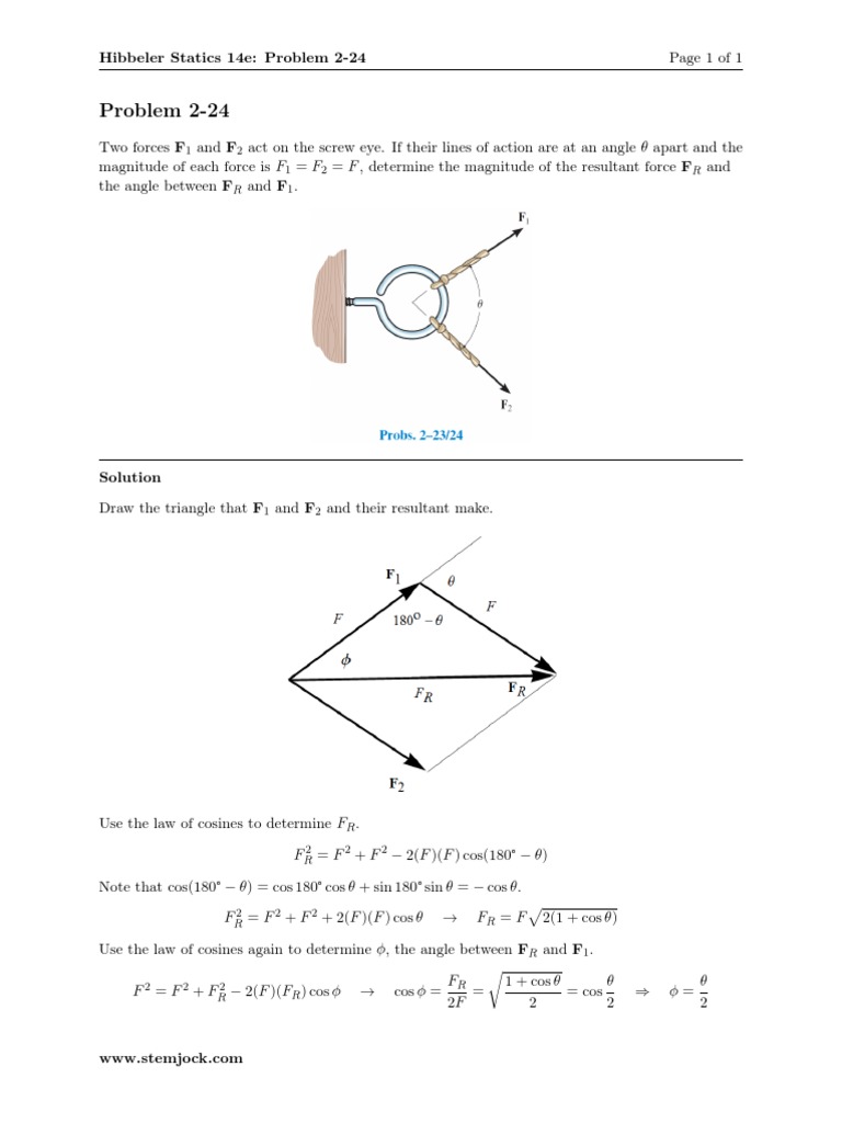 Resultant Force Calculation in Statics | PDF