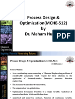 Process Design & Optimization (MCHE-512) by Dr. Maham Hussain