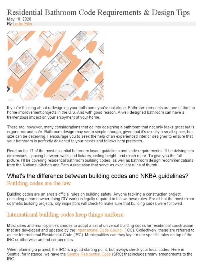 Residential Bathroom Code Requirements PDF Bathroom Sink