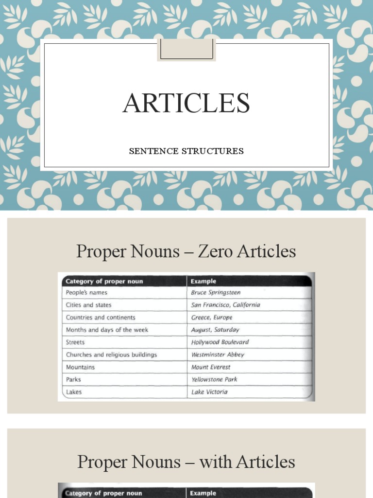 Articles And Nouns Pdf Noun Language Mechanics