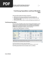 Total Energy Expenditure and Basal Metabolic Rate