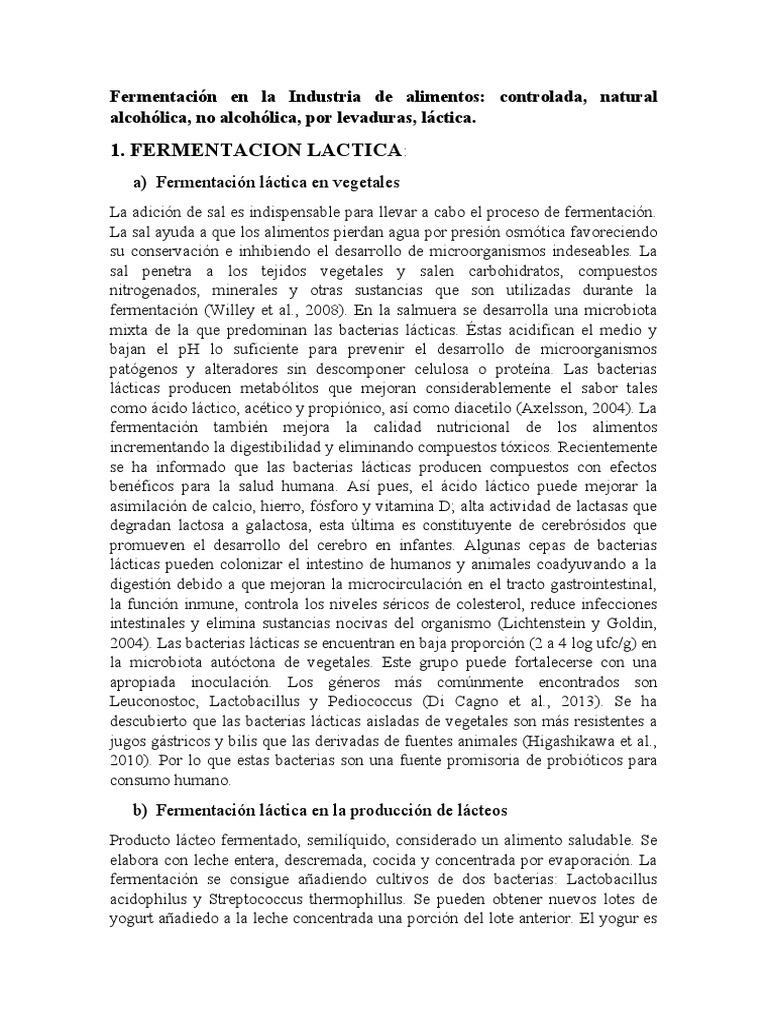 Fermentación en La Industria de Alimentos | PDF | Yogur | Biología