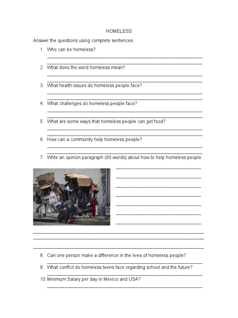 Homeless Questions PDF