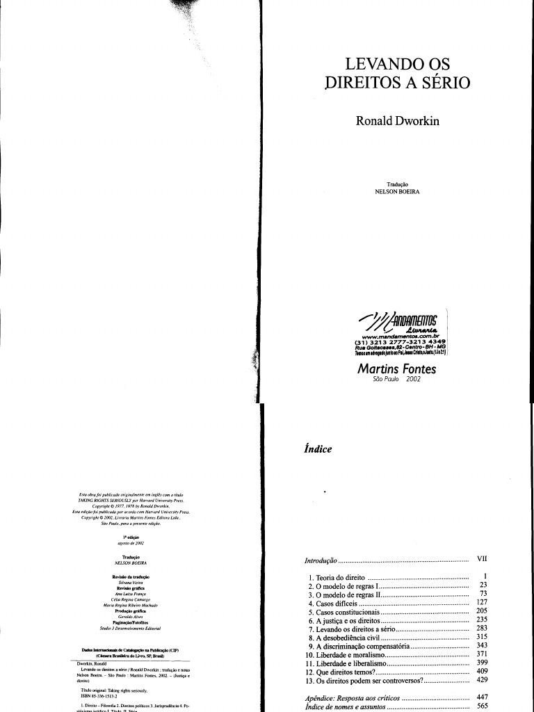 Levando Os Direitos A Serio Dworkin | PDF