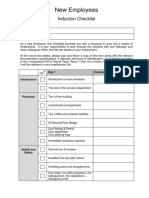HR New Employees Induction Checklist