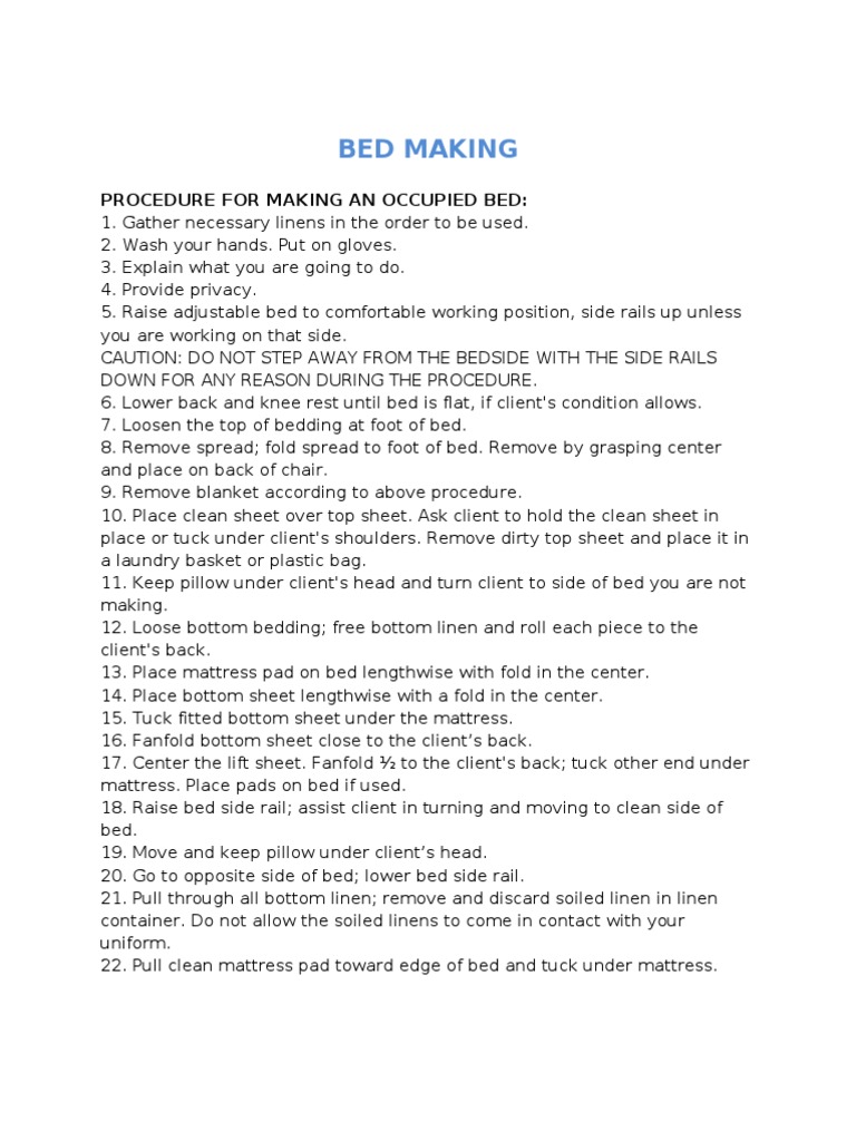 Bed Making | PDF