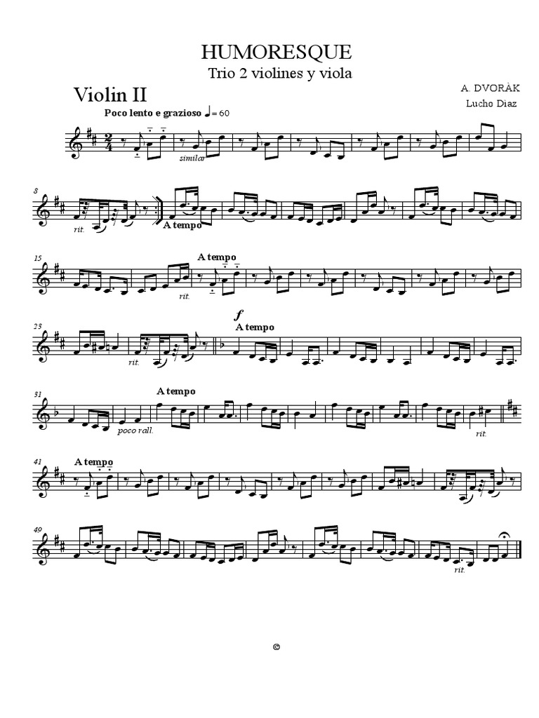 Humoresque A. Dvoràk Violin 2 PDF