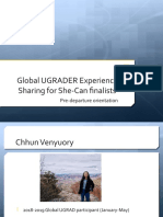 Global UGRADER Experience Sharing For She-Can Finalists: Pre-Departure Orientation