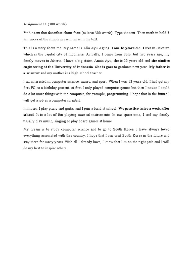 Assignment 11 - Simple Present Tense | PDF | Language Arts & Discipline