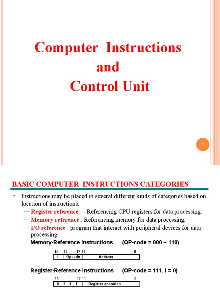 Chapter 2 Lecture 2.3 Control Unit PDF Central Processing Unit Input/Output