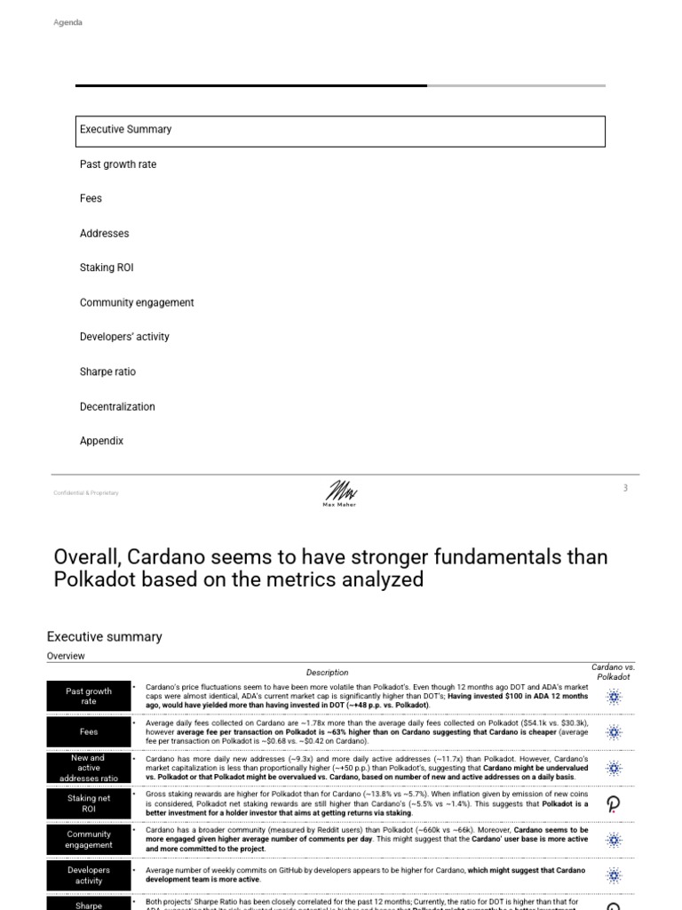 Cardano vs. Polkadot: In-Depth Comparison | PDF | Investing | Sharpe Ratio