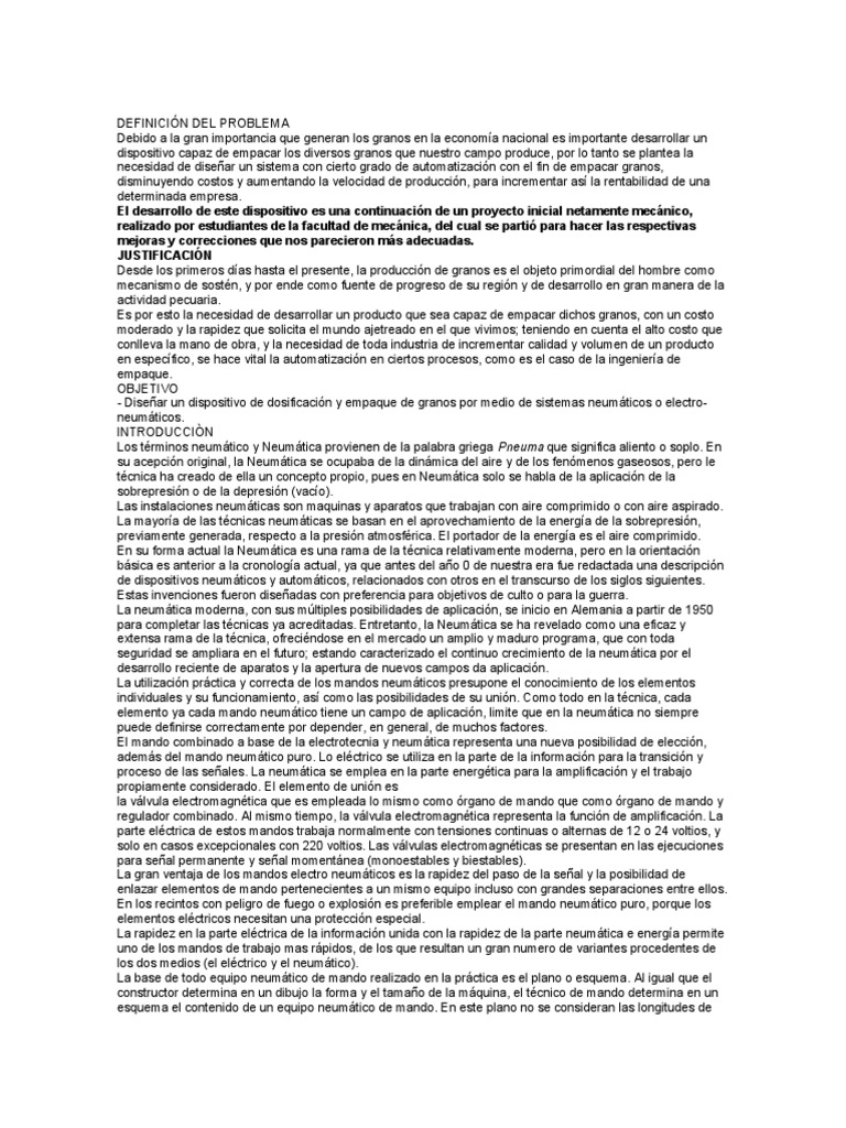 DEFINICIÓN DEL PROBLEMA Dibujo y Elementos | PDF | Neumática | Relé