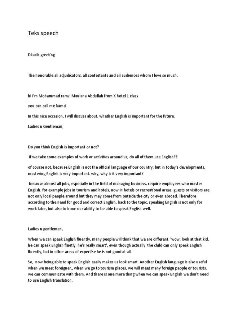 Teks Speech PDF Communication Foreign Language Studies