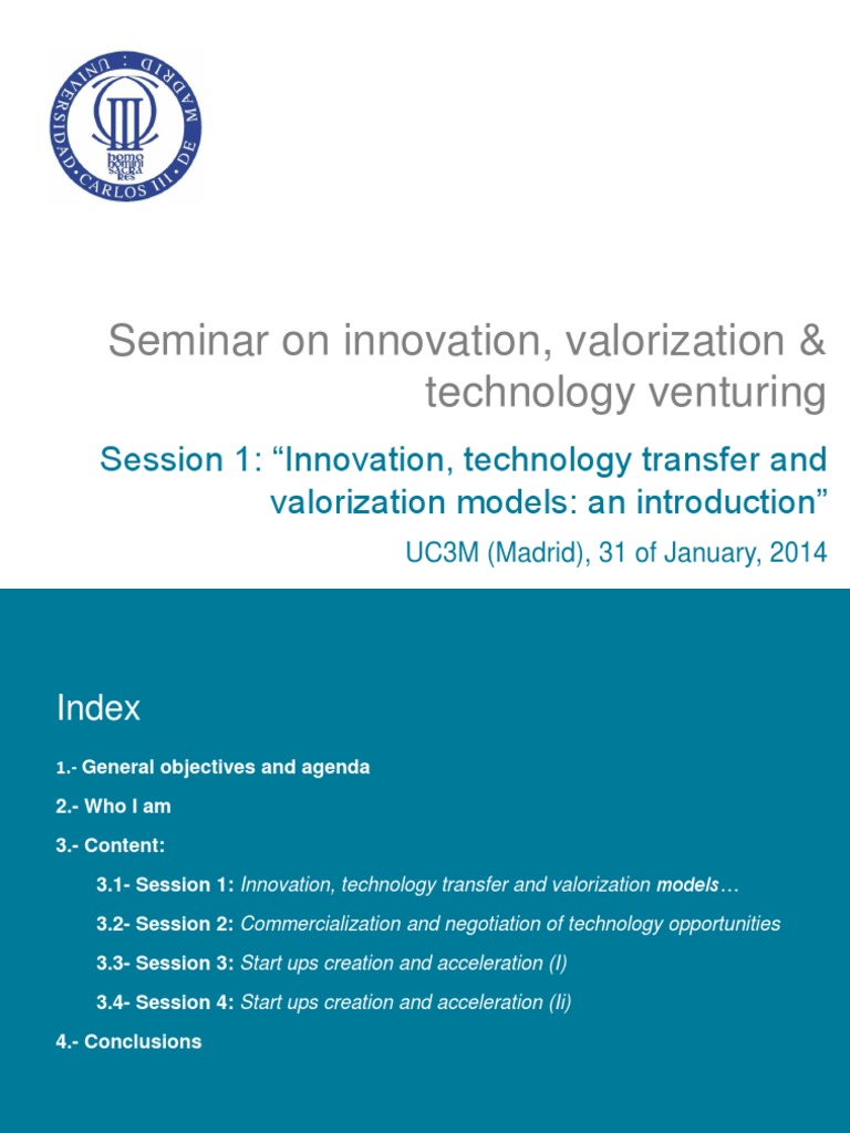 Innovation and Technology Transfer Seminar | PDF | Innovation ...