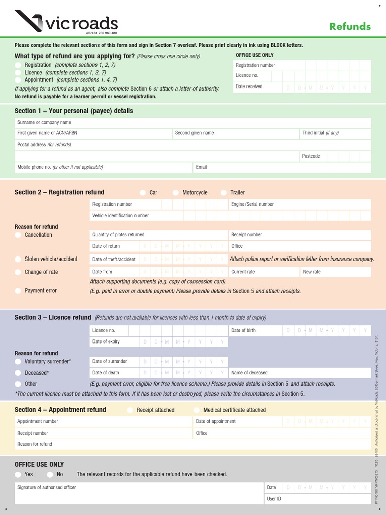 Refunds What Type of Refund Are You Applying For? PDF Vehicle