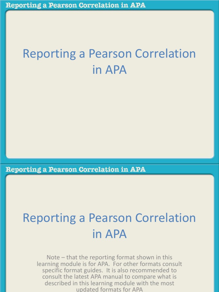 Reporting Pearson Correlation in APA Format PDF