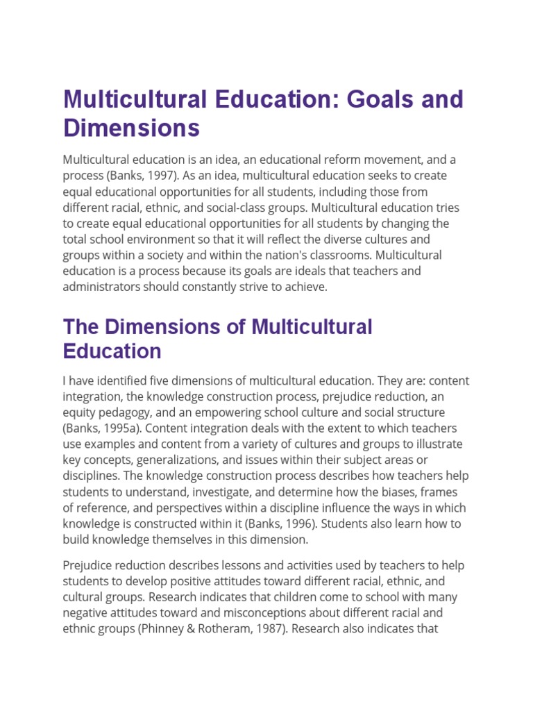 Multicultural Education Goals and Dimensions | PDF | Teachers | Curriculum