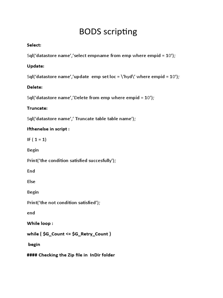 BODS Scripting: Select | PDF | Computer File | Data