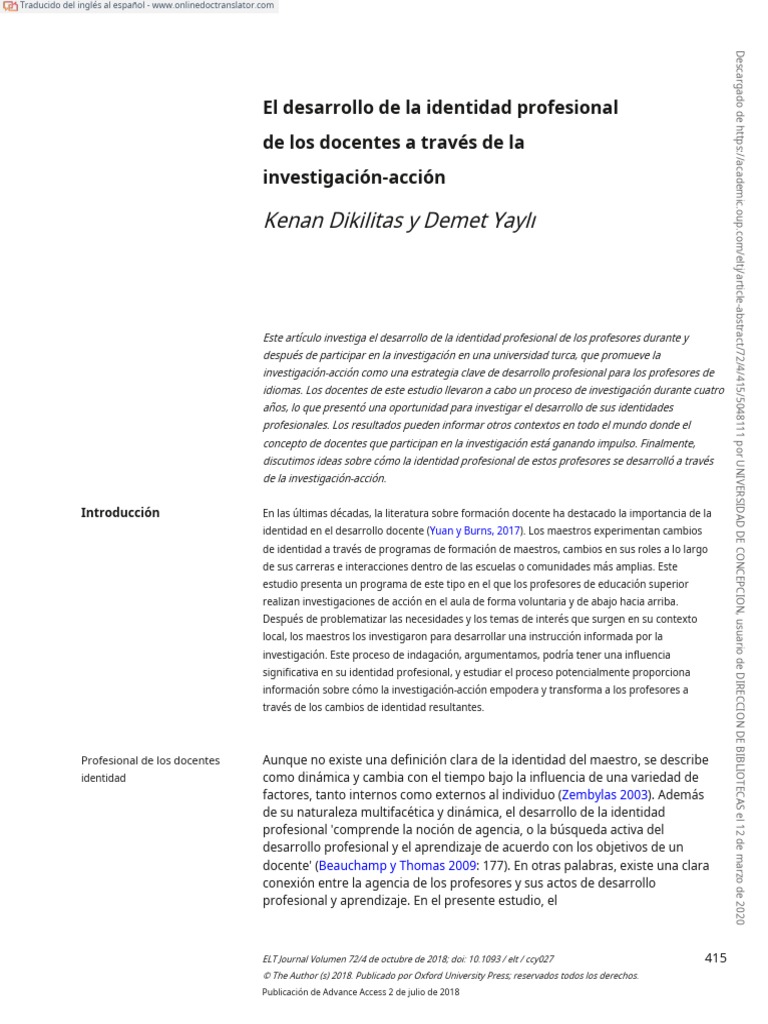 Teachers' Professional Identity Development Through Action Research ...