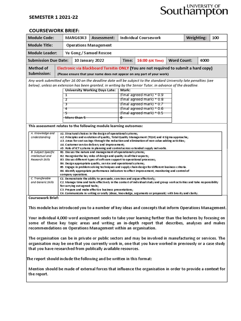 MANG6343 - FInal Written Assignment Guidelines To Be Uploaded To ...