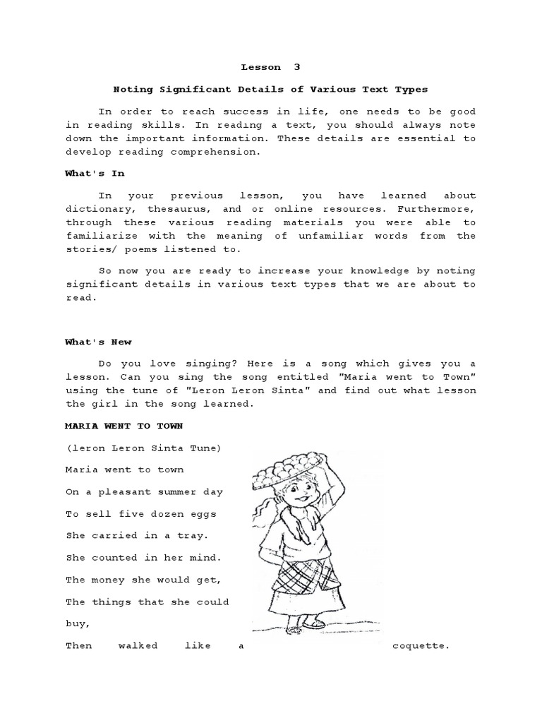 ENGLISH QUARTER 1 - MODULE 3 (NOTING SIGNIFICANT DETAILS OF VARIOUS ...