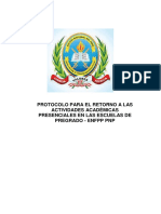 Protocolo para El Retorno A Las Actividades Academias Presenciales en Las Escuelas de Pregrado ENFPP PNP