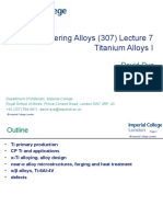 Engineering Alloys (307) Lecture 7 Titanium Alloys I: David Dye