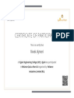 Certificate of Participation: Vivek Ajmeri