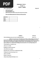 Periodic Test-2 Grade - 6 Subject-English