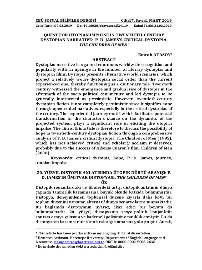 Utopian Impulse in Dystopian Fiction | PDF | Dystopia | Utopian And ...