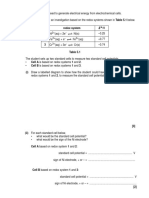 Standard electrode potentials for redox reactions