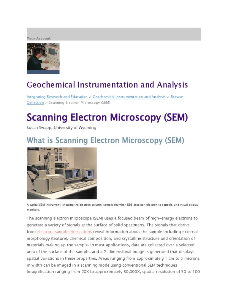 Scanning Electron Microscopy (SEM) Geochemical Instrumentation and