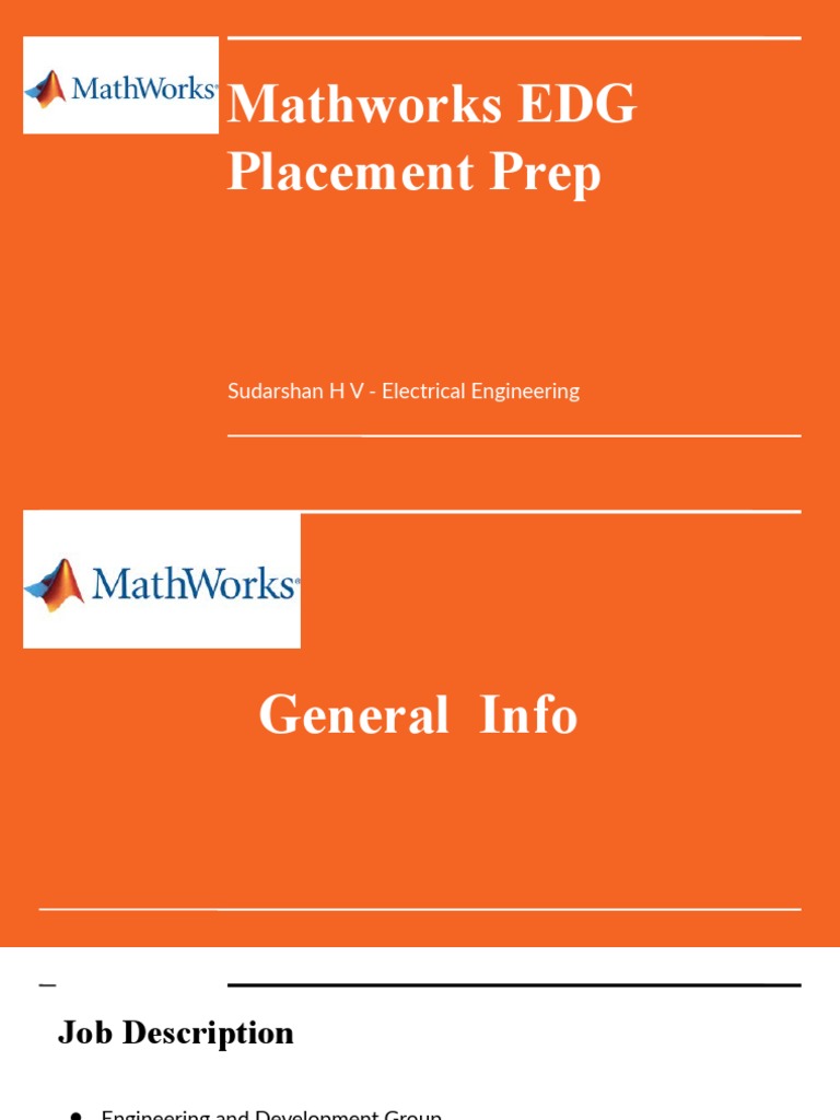 Mathworks edg placement prep sudarshan h v electrical engineering