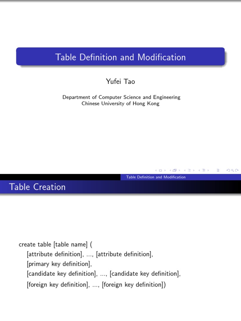 Table definition and modification yufei tao pdf software