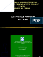 Sub-Project Proposal Batch Iii: Technological and Professional Skills Development Sector Project (TPSDP)