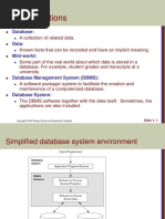 Basic Definitions: Database: Data: Mini-World