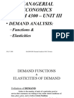 Demand Analysis:: - Functions & - Elasticities
