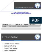 Unit Testing: Dept. of Computer Science Faculty of Science and Technology