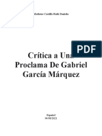 Crítica A Una Proclama de Gabriel García Márquez