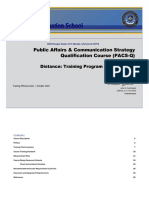 Public Affairs Communication Strategy Qualification Course Distance Training Program of Instruction