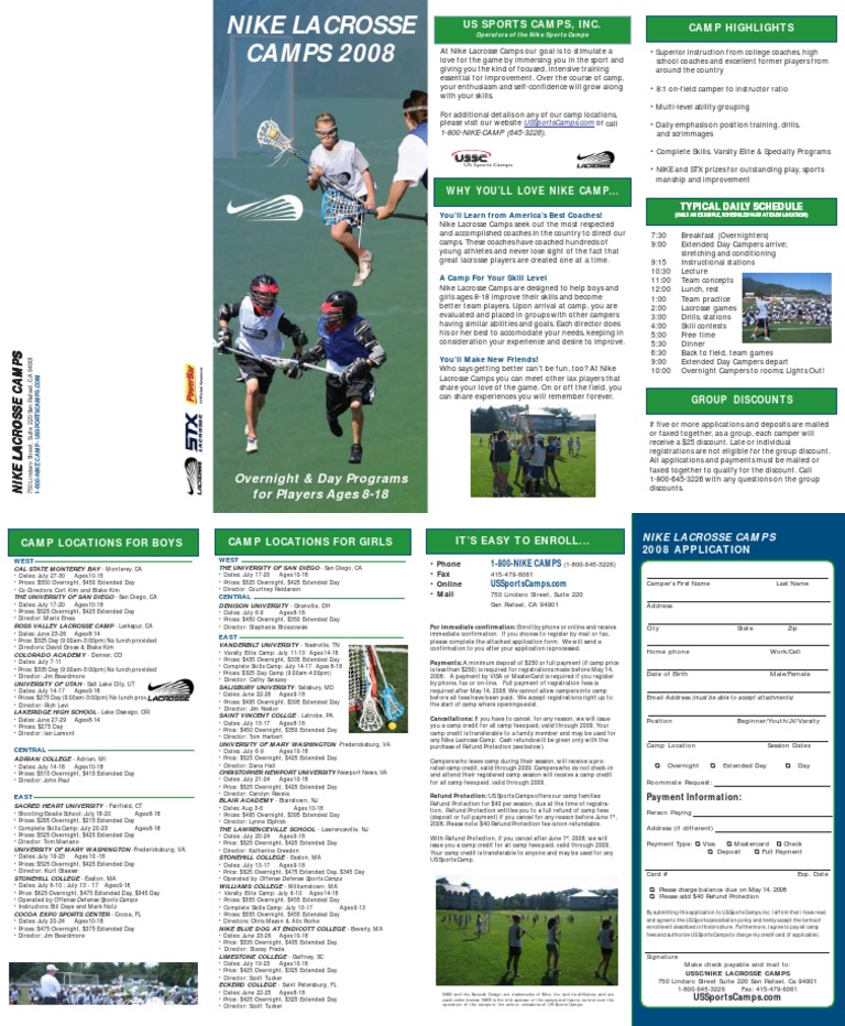 Nike Lacrosse Camps PDF Trade Services (Economics)