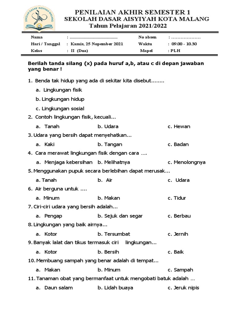 Soal Plh Kelas 2 Pdf
