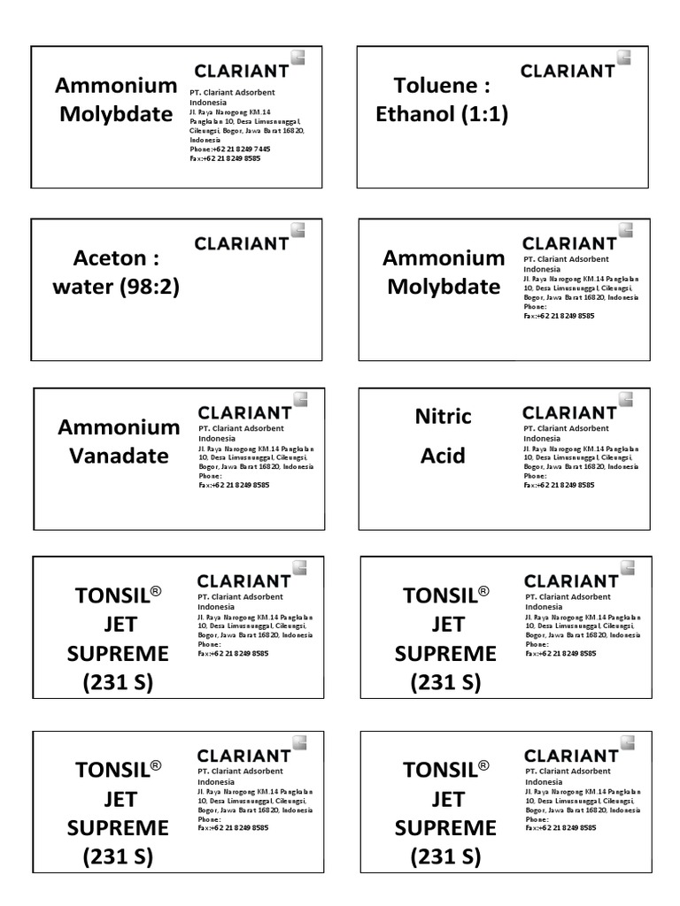 Produk PT. Clariant Adsorbent Indonesia | PDF