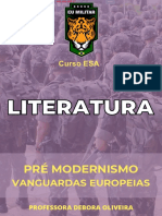 LITERATURA - Pré Modernismo Vanguardas europeias