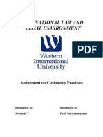 International Law and Legal Environment: Assignment On Customary Practices