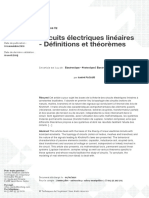 Circuits Électriques Linéaires - Définitions Et Théorèmes