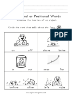 Directional and Positional Words Worksheet 11
