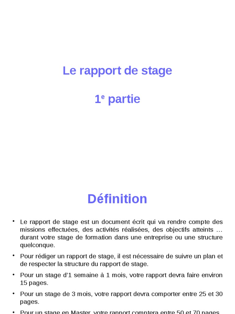 Définition du rapport de stage | PDF